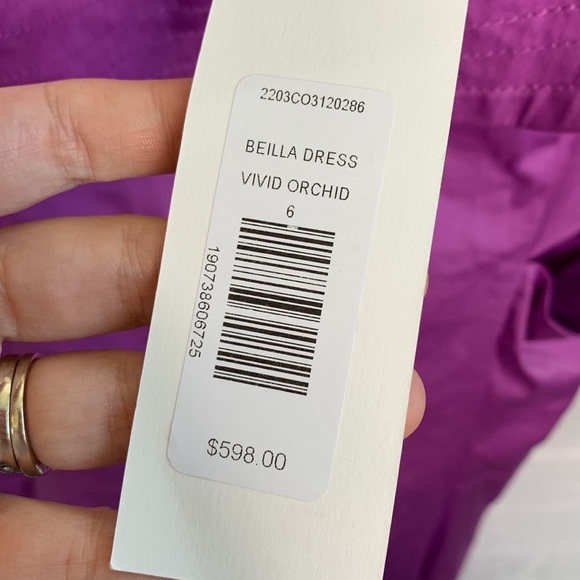 Veronica Beard Ruffle Beilla One-Shoulder Vivid Orchid Midi Dress sz 6 - Picture 8 of 10